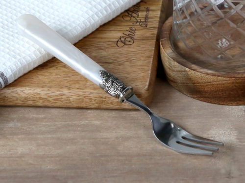Kuchengabel mit Silber Dekor