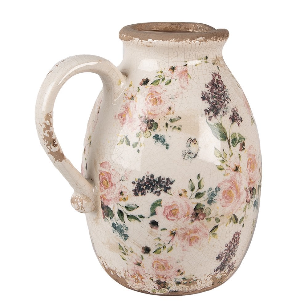 Dekoration kann 20x16x22 cm Beige Pink Keramik Blumenkrug – Bild 3