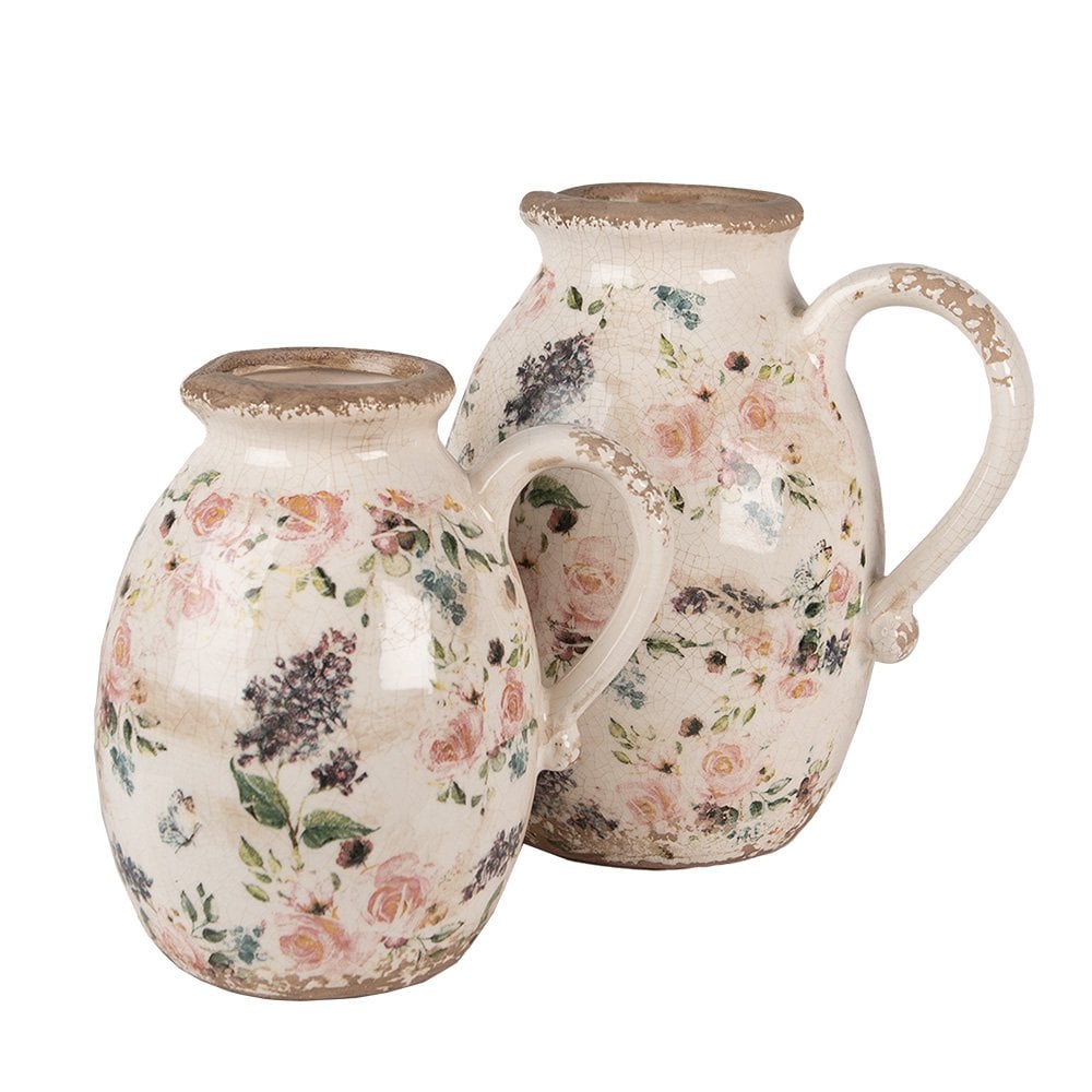 Dekoration kann 20x16x22 cm Beige Pink Keramik Blumenkrug – Bild 4